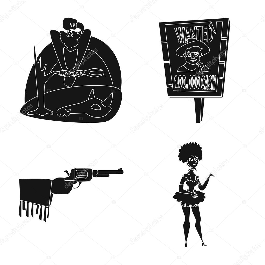 Vector illustration of danger and culture icon. Set of danger and west stock vector illustration.