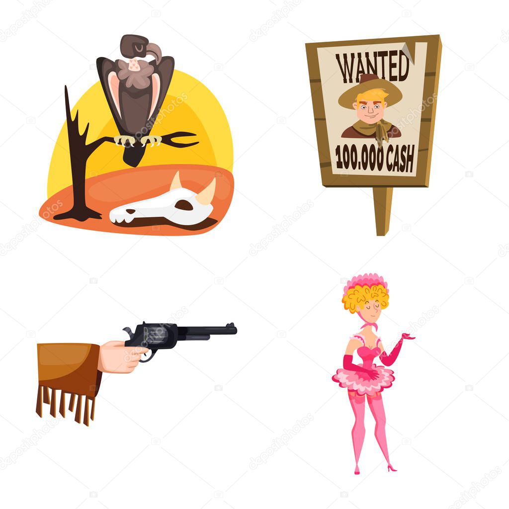 Isolated object of wild and west icon. Collection of wild and american stock vector illustration.