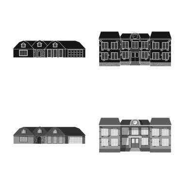 Vektör bina ve açık örnek logo. Bina ve çatı hisse senedi simgesi için web topluluğu.