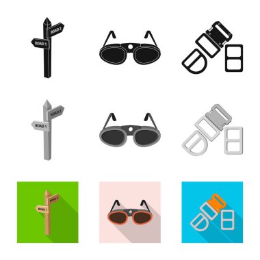 Dağcılık ve tepe sembolü yalıtılmış nesne. Kamp ve dağcılık topluluğu stok vektör çizim.