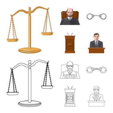 Hukuk ve avukat simge vektör Illustration. Hukuk ve adalet hisse senedi simgesi web için kümesi.