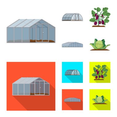Sera ve bitki logo vektör Illustration. Sera ve Bahçe vektör simgesini hissenin koleksiyonu.