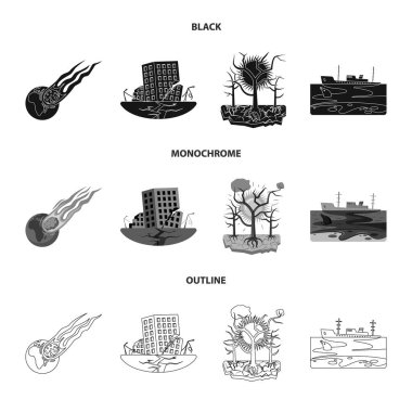 Doğal izole nesne ve felaket oturum açın. Doğal kümesi ve web için risk hisse senedi simgesi.