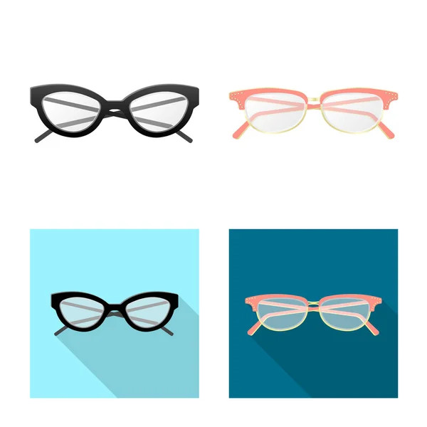 Vektor-Design von Brillen und Fassung Zeichen. Sammlung von Brillen und Zubehör Stock Vector Illustration. — Stockvektor