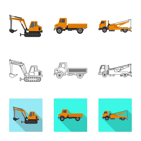 Diseño vectorial de construcción y símbolo de construcción. Conjunto de construcción y maquinaria stock vector ilustración . — Vector de stock