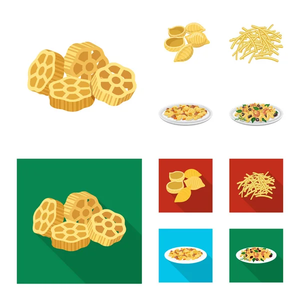Illustrazione vettoriale di pasta e segno di carboidrati. Collezione di pasta e maccheroni stock symbol per il web . — Vettoriale Stock