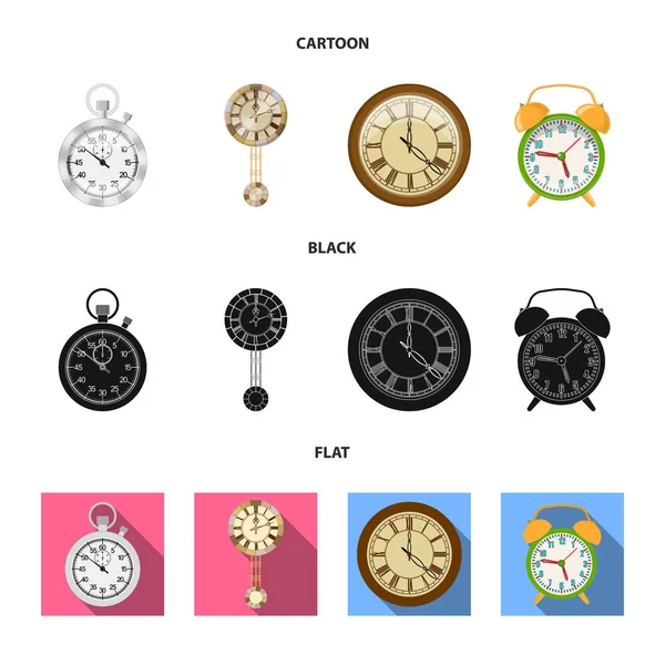 Objet isolé de l'horloge et du signe du temps. Ensemble d'horloge et icône vectorielle cercle pour stock . — Image vectorielle