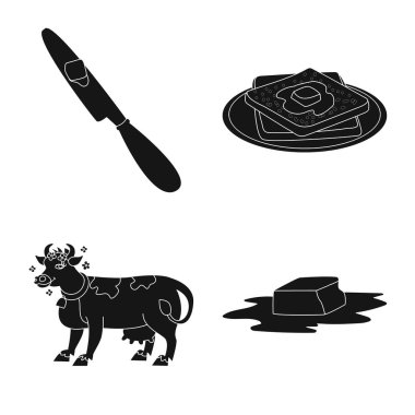 Diyet ve çiftlik simgesi izole nesne. Stok için diyet ve süt vektör simgesi seti.