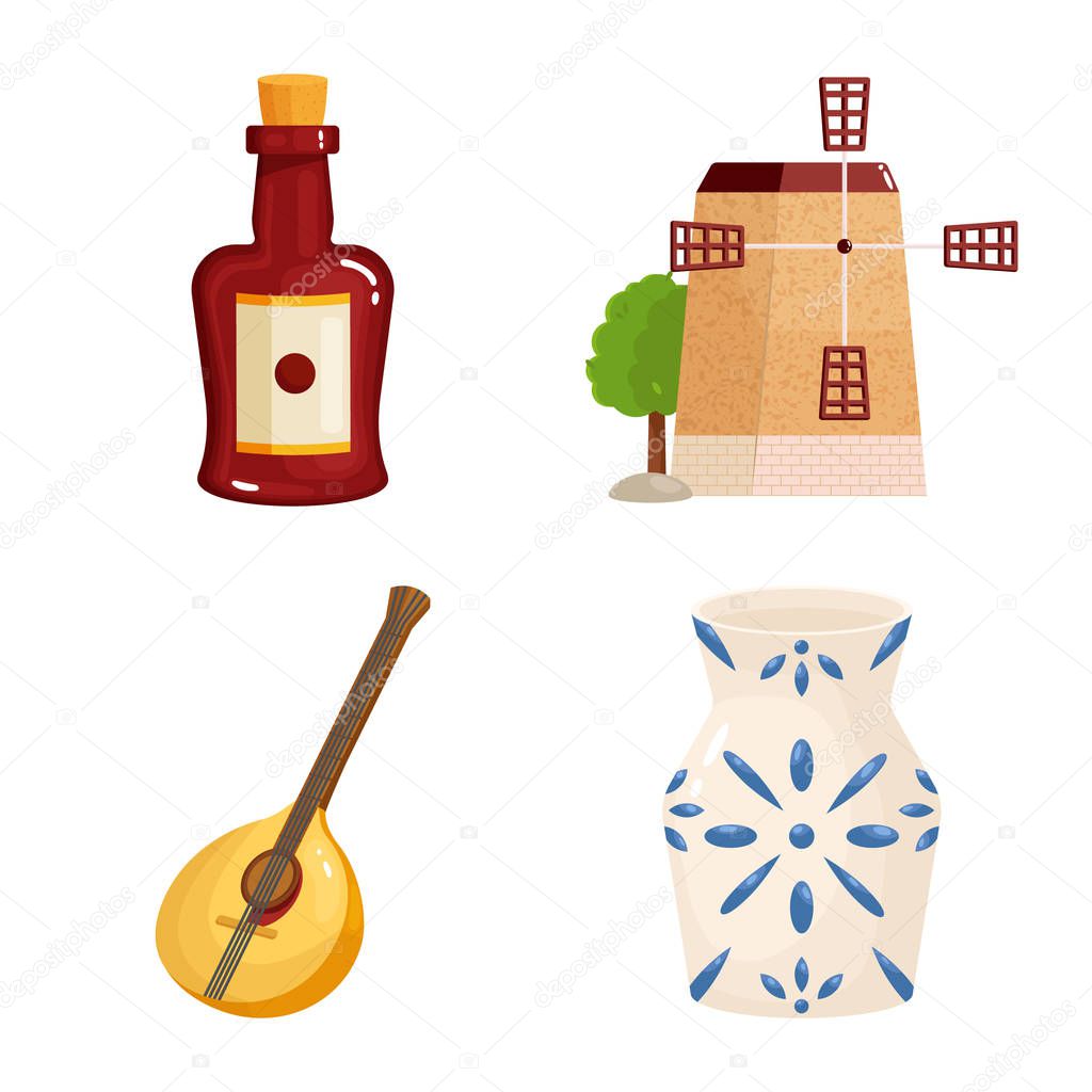Vector illustration of  and  symbol. Set of  and travel stock vector illustration.