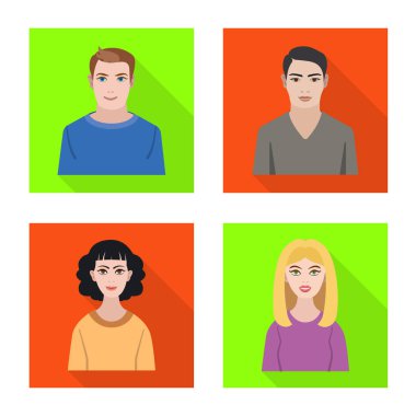 Profil ve portre işareti yalıtılmış nesne. Profil ve meslek stok vektör çizim koleksiyonu.