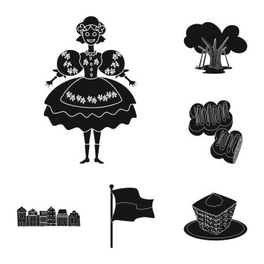 Miras ve simge sembollerin vektör tasarımı. Web için miras ve seyahat Stok sembolü kümesi.