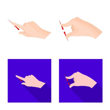 Dokunmatik ve el simge vektör Illustration. Dokunmatik ekran ve dokunmatik hisse senedi simgesi için web topluluğu.