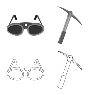 Dağcılık ve tepe logo vektör tasarımı. Dağcılık ve kamp set vektör simge stok için.