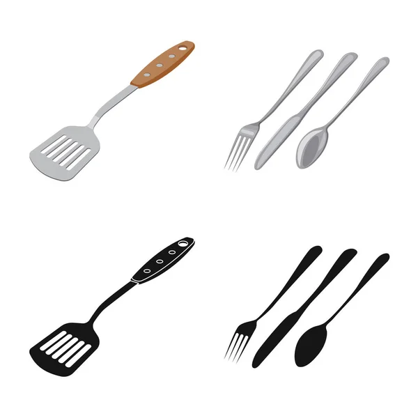 Design vettoriale della cucina e simbolo del cuoco. Set di cucina e elettrodomestici simbolo stock per il web . — Vettoriale Stock