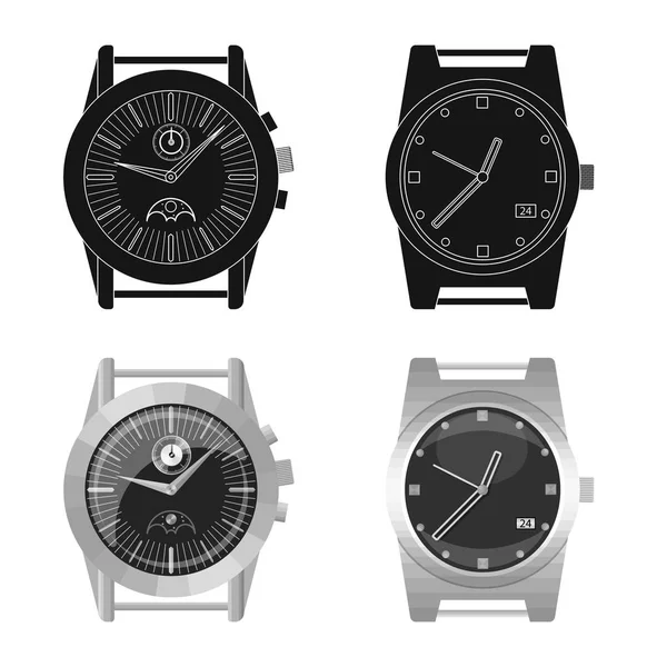時計と時間のアイコンのベクター デザイン。Web の時計と円の銘柄のセット. — ストックベクタ