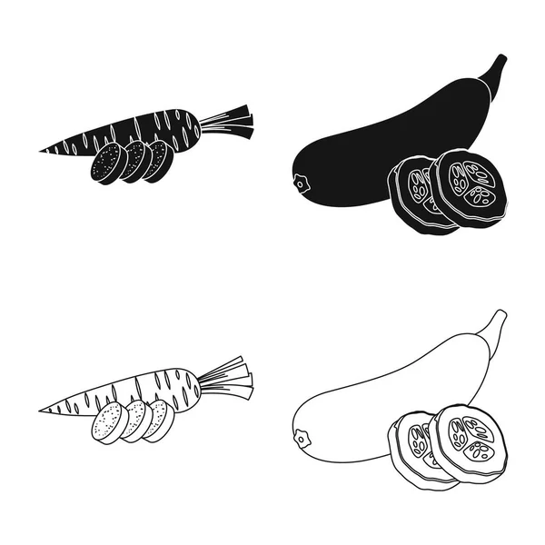 Illustration vectorielle de l'icône des légumes et fruits. Collection de légumes et de légumes symbole de stock pour la toile . — Image vectorielle