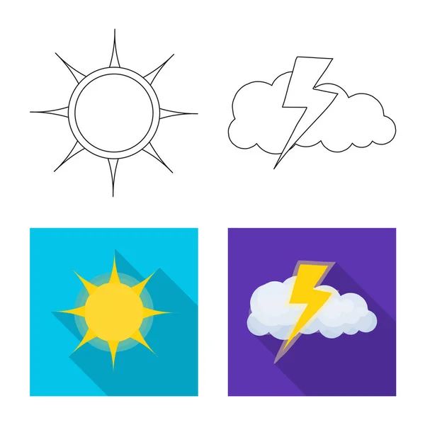 Oggetto isolato di tempo e icona del clima. Raccolta di icone meteo e vettoriali cloud per stock . — Vettoriale Stock