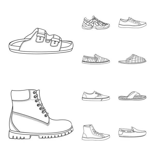 Isoliertes Objekt der Schuh-und Schuh-Ikone. Set von Schuh- und Fußvektorsymbolen für Lager. — Stockvektor