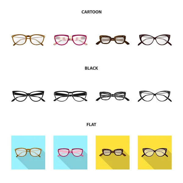 Ilustración vectorial de gafas y marco. Colección de gafas y símbolo de stock accesorio para web . — Archivo Imágenes Vectoriales