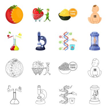 Test ve sentetik logo yalıtılmış nesne. Sınama ve laboratuvar hisse senedi vektör çizim seti.