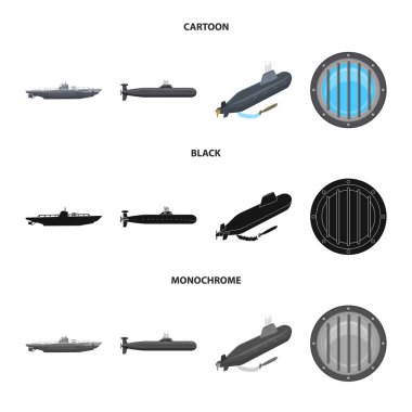 Savaş ve gemi simge vektör Illustration. Savaş ve hisse senedi için filo vektör ikon koleksiyonu.