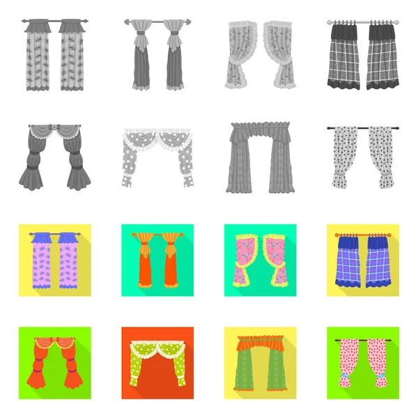 Векторная иллюстрация логотипа штор и штор. Набор занавесок и жалюзи . — стоковый вектор