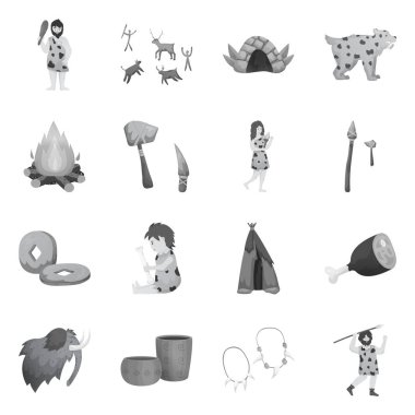 Tarih ve dönem logosu vektör tasarımı. Web için tarih ve Neolitik stok sembolü koleksiyonu.