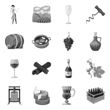 Vektör tasarım damga ve restoran simgesi. Web için damga ve bağ stok sembolü koleksiyonu.