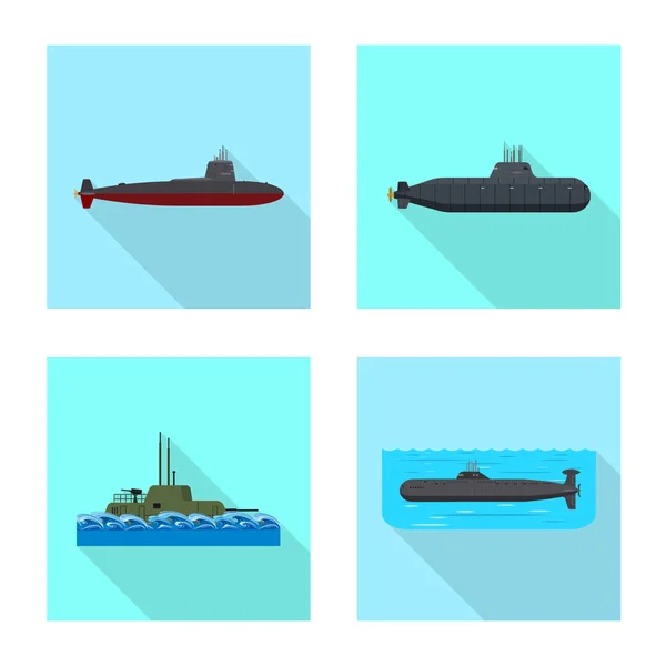 Projeto vetorial de símbolo militar e nuclear. Coleção de ícone de vetor militar e navio para estoque . — Vetor de Stock