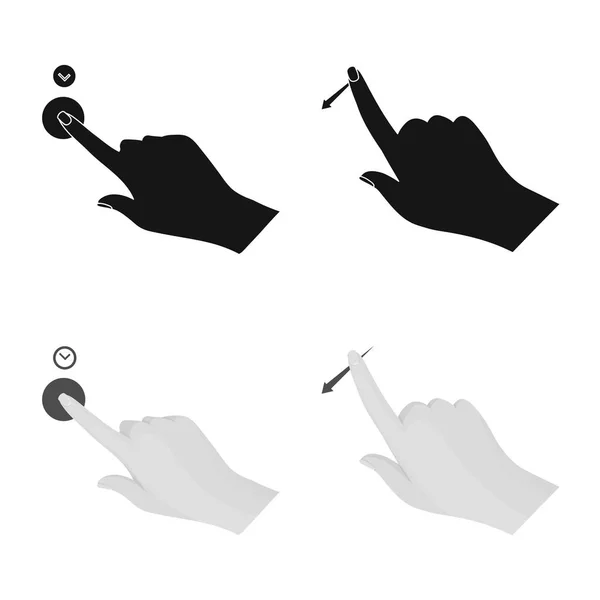 Ilustração vetorial de tela sensível ao toque e sinal de mão. Conjunto de tela sensível ao toque e ilustração vetorial de estoque de toque . —  Vetores de Stock