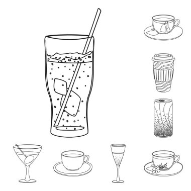 Vektör illüstrasyon işareti bar ve içki. İçki ve parti hisse senedi vektör çizim topluluğu.