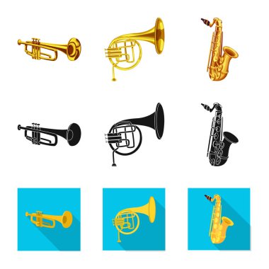 Müzik ve şarkı simge vektör tasarımı. Müzik ve aracı hisse senedi vektör çizim topluluğu.