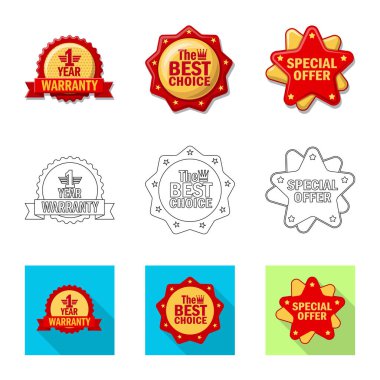 Amblem ve rozet logo vektör tasarımı. Web için amblem ve etiket hisse senedi simgesi kümesi.