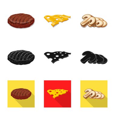 Burger ve sandviç simgesi yalıtılmış nesne. Burger topluluğu ve hisse senedi için dilim vektör simgesi.