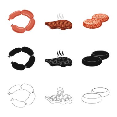 Eti ve jambon logo vektör Illustration. Et ve hisse senedi vektör çizim pişirme koleksiyonu.