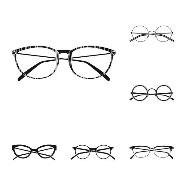 Na białym tle obiekt okulary i ramki symbolu. Kolekcja okularów i akcesoriów Stockowa ilustracja wektorowa. — Wektor stockowy