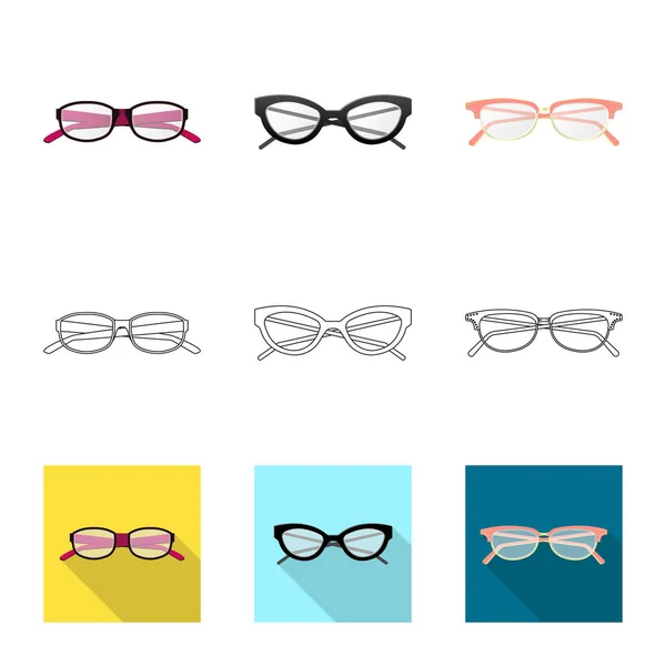 Diseño vectorial de gafas y marco de muestra. Colección de gafas y accesorio stock vector ilustración . — Archivo Imágenes Vectoriales