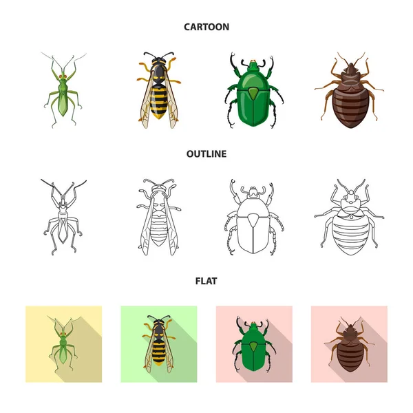Ilustracja wektorowa owadów i mucha znak. Kolekcja owadów i element Stockowa ilustracja wektorowa. — Wektor stockowy
