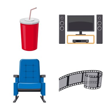 Sinema ve tiyatro sembolü vektör Illustration. Sinema ve eğlence stok vektör çizim koleksiyonu.