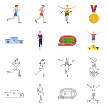 Spor ve kazanan işareti vektör Illustration. Hisse senedi için spor ve fitness vektör simge kümesi.