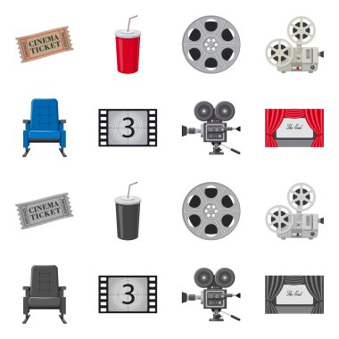 Televizyon ve filme sembolü yalıtılmış nesne. Televizyon ve hisse senedi için vektör simge ile ilgilenen koleksiyonu.