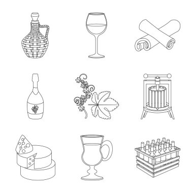 Vector design of drink and manufacturing icon. Set of drink and restaurant stock symbol for web.