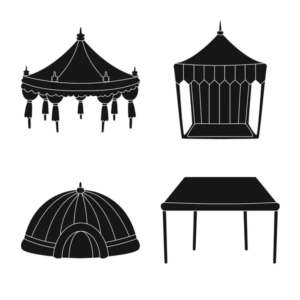 Diseño vectorial de exterior y símbolo de arquitectura. Colección de al aire libre y refugio símbolo de stock para la web . — Vector de stock