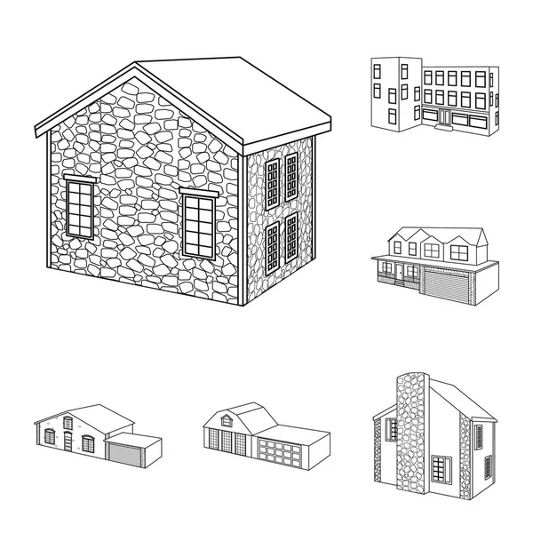 Vektor design av stad och konstruktion logo typ. Uppsättning av stad och egendom lager vektor illustration. — Stock vektor