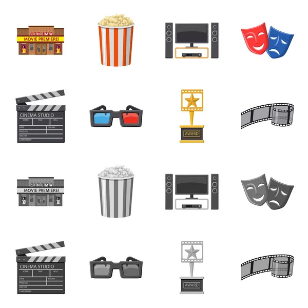 Vektorillustration des Fernseh- und Filmlogos. Sammlung von Fernseh- und Viewing Stock Vector Illustration. — Stockvektor