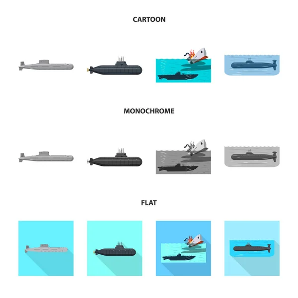 Elkülönített objektum a háború és a hajó szimbólum. Háború és a flotta vektor ikon készletek. — Stock Vector
