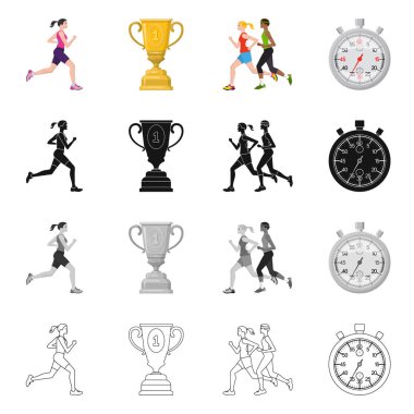 Spor ve kazanan logo yalıtılmış nesne. Spor ve fitness hisse senedi vektör çizim seti.