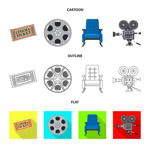 Elkülönített objektum a televízió és a forgatás jele. Televízió és megtekintés stock vector ikon gyűjteménye. — Stock Vector