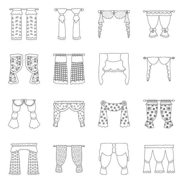 Vektör Illustration kumaş ve dekorasyon sembolü. Kumaş ve korniş stok vektör çizim koleksiyonu.