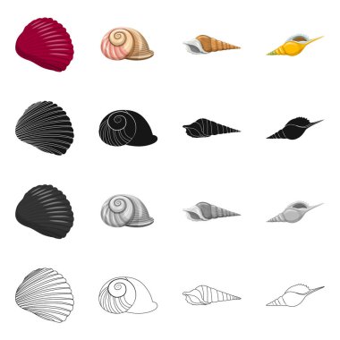 Hayvan ve dekorasyon logosu yalıtılmış nesne. Hayvan ve okyanus hisse senedi vektör çizim topluluğu.